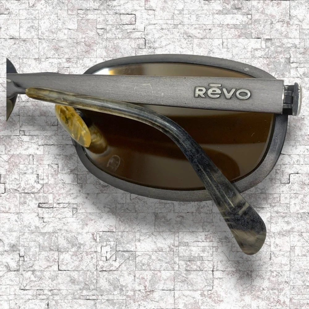 Vtg 90s Revo 1416/044 “City” Sunglasses Italy Gunmetal Brown Light Mirror Lenses